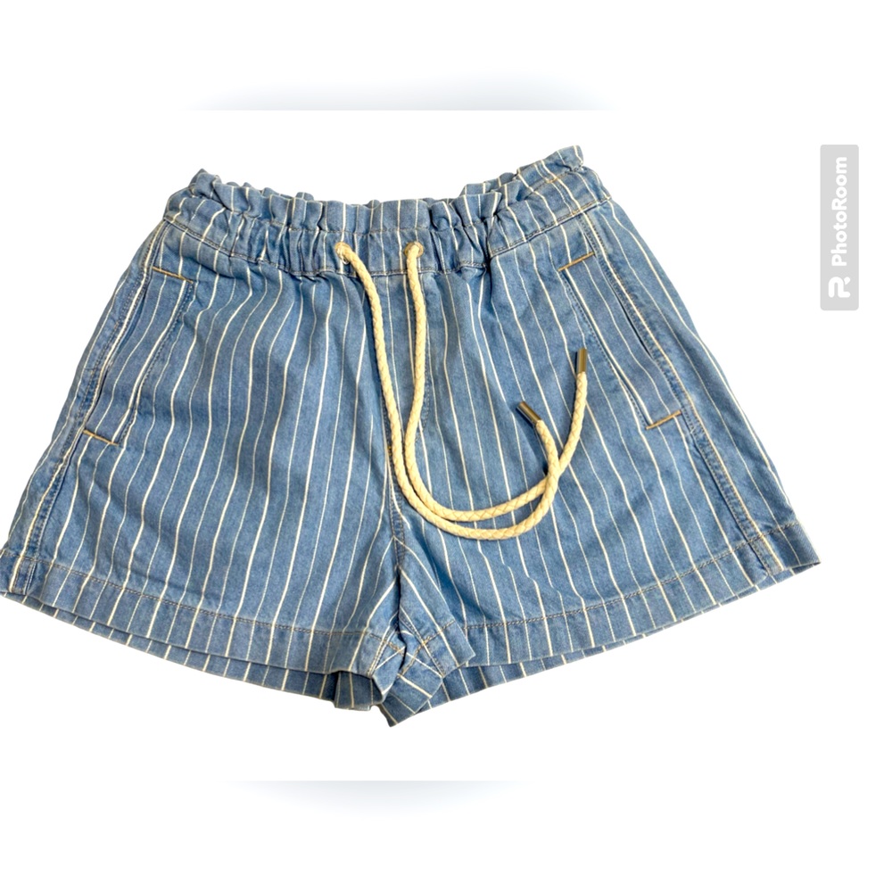 Loft Paperbag Drawstring Blue & white Short with pockets Size Small